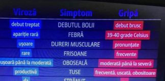 Cum iti dai seama daca ai gripa sau viroza? Vezi tabelul de mai jos simptomatica virozei si a gripei
