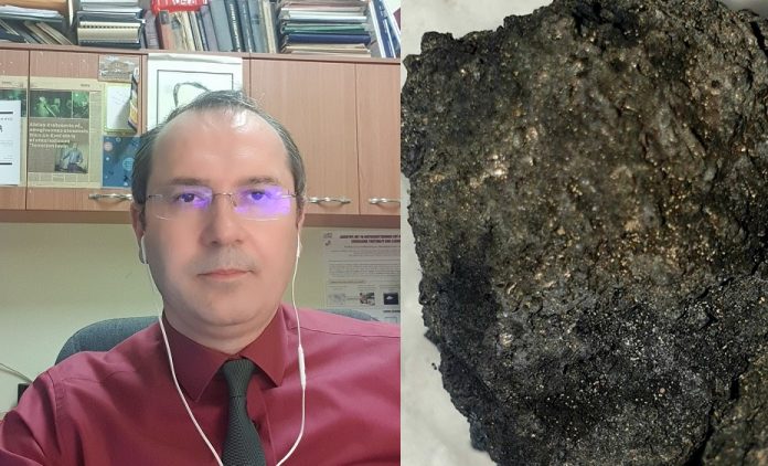 montaj Silviu Gurlui, fragment de meteorit