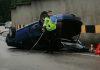 O masina s-a rasturnat in Pasul Mestecanis. Galerie foto accident Mestecanis