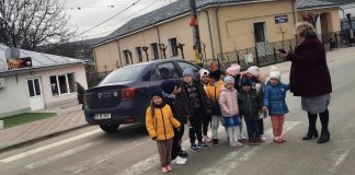 Foto! Mașina Judecătoriei la un pas să spulbere un grup de 17 copii pe trecerea de pietoni. Educatoarea: ‘’Au fost clipe de groază’’ masina Judecatoriei Harlau si copii pe zebra la Parcovaci1