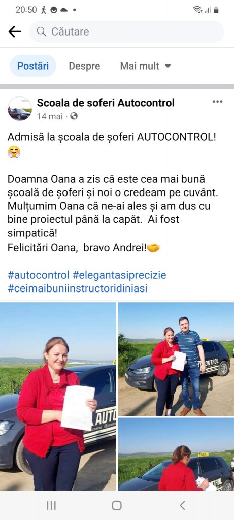 postare Oana Vornicu - scoala de soferi