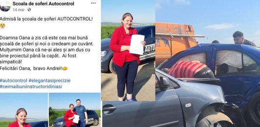 postare Oana Vornicu - scoala de soferi si accident
