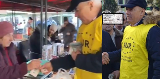 Video! Afaceristul Pușcașu a mituit cu 10 lei o țărancă din piață: ‘’Să votați cu AUR’’ Vasile Pușcașu mituieste o taranca in piata