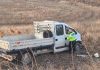 Foto. Accident pe europeana. O camioneta a căzut într-o râpă