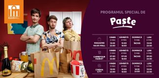 Deschis în prima zi de Paşte: Cinema City din Iulius Mall, restaurantele şi cafenele din Palas. Mc Drive de la Family Market Bucium, program non-stop