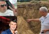 Război între dezvoltatorii din Copou. Penal: Niculiță acuzat că a construit cu pământ furat de la vecini Constantin Penișoară, Daniel Niculiță și Valeriu Doibani arata spre terenul excavat