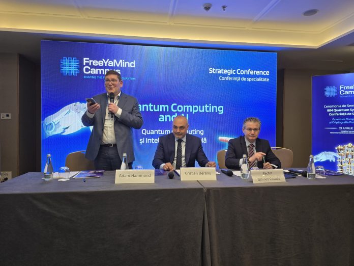 Adam Hammond, Cristian Berariu, Mihnea Costoiu semnare contract computer cuantic