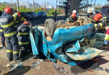 Accident rutier violent în Iași. Un autoturism a căzut de pe Pasarela Bucium -UPDATE