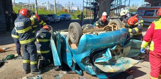 Accident rutier violent în Iași. Un autoturism a căzut de pe Pasarela Bucium -UPDATE