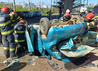Accident rutier violent în Iași. Un autoturism a căzut de pe Pasarela Bucium -UPDATE