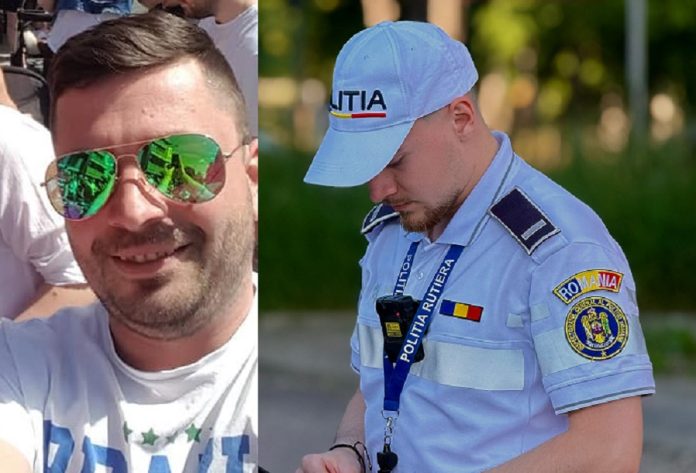 Dragoș Bucurel și un poltist de la Rutiera Iași